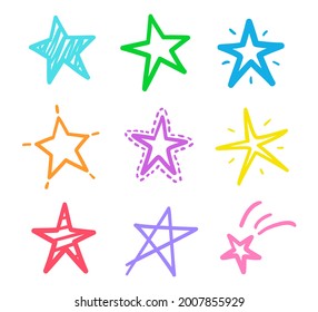 Infographic elements on isolated background. Different outlined stars on white. Freehand art