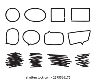 Infographic elements on isolated white background. Hand drawn signs and symbols. Black and white illustration