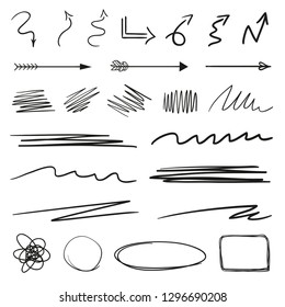 Infographic elements on isolation background. Backgrounds with array of lines on white. Intricate chaotic textures. Hand drawn tangled patterns. Black and white illustration
