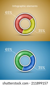 Infographic elements. Pie chart, round progress bar with indicator. Vector illustration