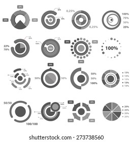 Infographic Elements, pie chart set icon, business elements and statistics with numbers. 