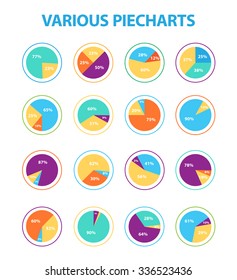 Infographic Elements, pie chart set icon, business elements and statistics with numbers.