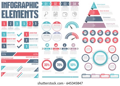 Infographic Elements - Process Infographics, Steps And Options, Circle Diagram, Workflow Diagrams, Timeline Infographics, Pyramid Chart, Percents Visualization, Vector Eps10 Illustration