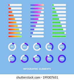 Infographic elements. Progress bars and charts 