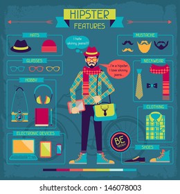 Infographic elements in retro style. Hipster features.