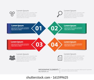 Info-graphic Elements with ribbon and square design, you can use for elements of info-graphic, business options; business steps, business presentation, website labels and other illustrations