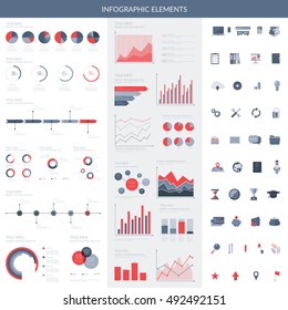 Infographic elements set. Easy to edit colorful symbols. Vector collection.