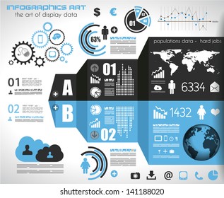 Infographic elements - set of paper tags, technology icons, cloud cmputing, graphs, paper tags, arrows, world map and so on. Ideal for statistic data display.