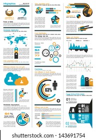 Infographic elements - set of paper tags, technology icons, cloud cmputing, graphs, paper tags, arrows, world map and so on. Ideal for statistic data display.