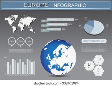 Infographic elements set.Europe infographic.Vector illustration.
