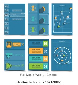 Infographic elements in smartphone with flat style, web design concept in electronic devices