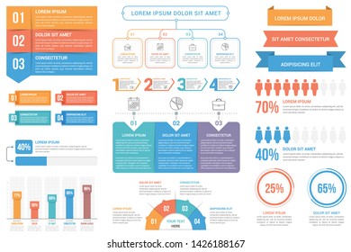 Infographic Elements - Steps And Options, Bar Graph, Flowchart, Percents, People Infographics, Vector Eps10 Illustration