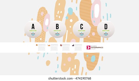 Infographic elements, steps and options. Trendy geometric flat pattern, frame with abstract background for brochure, flyer or presentations design, vector illustration.