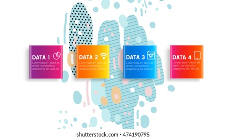 Infographic elements, steps and options. Trendy geometric flat pattern, frame with abstract background for brochure, flyer or presentations design, vector illustration.