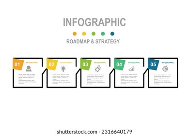 Vorlage für Infografiken, Geschäftskonzept mit , 5 Schritten, minimales Design für das Workflow-Layout, Diagramm, Geschäftsbericht, Webdesign.Kreativer Banner, Vektorgrafik-Label