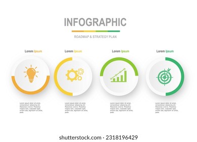 infographic elements  template, business concept with , 4 steps  , minimal round shape design for workflow layout, diagram, annual report, web design.Creative banner, label vector