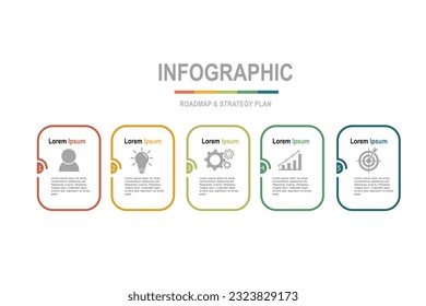 Vorlage für Infografiken, Geschäftskonzept mit , 5 Stufen , minimales rechteckiges Design für das Workflow-Layout, Diagramm, Geschäftsbericht, Webdesign.Kreativbanner, Vektorgrafik-Label