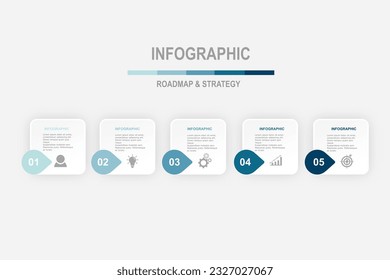 infographic elements  template, business concept with , 5 steps  , minimal blue color shade rectangle shape design for workflow layout, diagram, annual report, web design.Creative banner, label vector