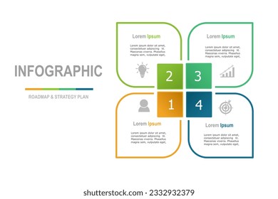 Vorlage für Infografiken, Geschäftskonzept mit 4 Schritten, minimales mehrfarbiges Design für das Workflow-Layout, Diagramm, Jahresbericht, Webdesign.Kreatives Banner, Etikettenvektor