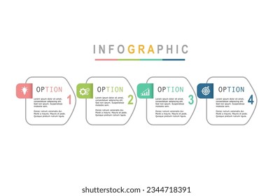 infographic elements  template, business concept with  4 steps  ,  multi color minimal pentagon shape design for workflow layout, diagram, annual report, web design.Creative banner, label vector