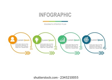 infographic elements  template, business concept with  4 steps  ,  multi color minimal  shape design for workflow layout, diagram, annual report, web design.Creative banner, label vector