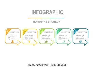 infographic elements  template, business concept with 5 steps,  multi color minimal rectangle shape design for workflow layout, diagram, annual report, web design.Creative banner, label vector