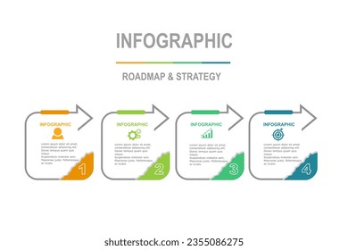 infographic elements  template, business concept with 4 steps,  multi color minimal rectangle shape design for workflow layout, diagram, annual report, web design.Creative banner, label vector