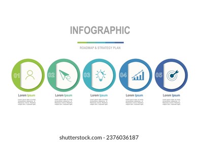 infographic elements  template, business concept with, 5 steps,  multi color circle shape design for workflow layout, diagram, annual report, web design.Creative banner, label vector