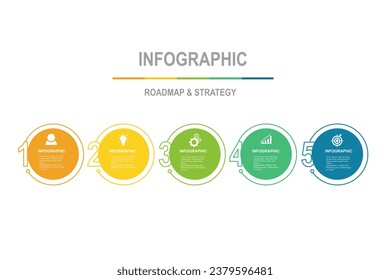 infographic elements  template, business concept with, 5 steps,  multi color circle shape design for workflow layout, diagram, annual report, web design.Creative banner, label vector