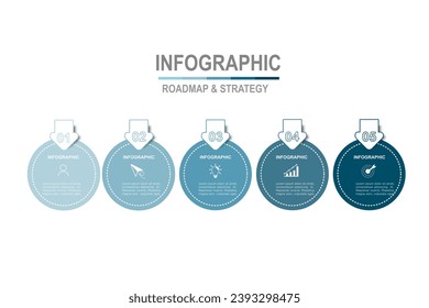plantilla de elementos infográficos, concepto de negocio con 5 pasos, diseño de formas multicolor para diseño de flujo de trabajo, diagrama, informe anual, diseño web.Banner creativo, vector de etiqueta