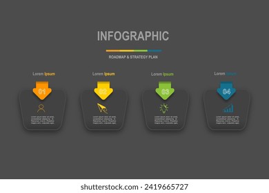 infographic elements template, business concept with, 4 steps, multi color  shape design for workflow layout, diagram, annual report, web design. Creative banner, label vector
