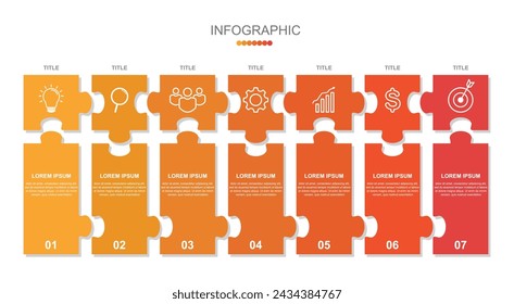 plantilla de elementos infográficos, concepto de negocio con 7 pasos, diseño de flujo de trabajo, círculos, diagrama, informe, diseño web. Creativo, vector, ilustración, Se puede utilizar para diagrama de proceso, presentaciones.