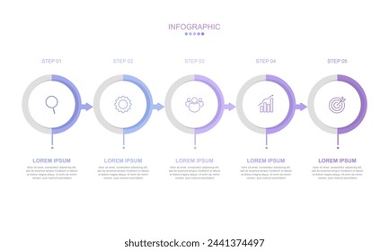 infographic elements template, business concept with 5 steps, workflow layout, diagram, report, web design. Creative, vector, illustration, Can be used for process diagram, presentations.