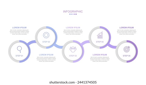 infographic elements template, business concept with 5 steps, workflow layout, diagram, report, web design. Creative, vector, illustration, Can be used for process diagram, presentations.