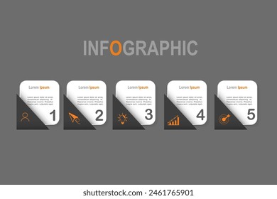 Infografik-Elemente Vorlage, Geschäftskonzept mit, 4 Stufen, Weiß- und Schwarzfarbe, Rechteckform-Design für Workflow-Layout, Diagramm, Geschäftsbericht, Webdesign.Creative Banner, Label-Vektorgrafik