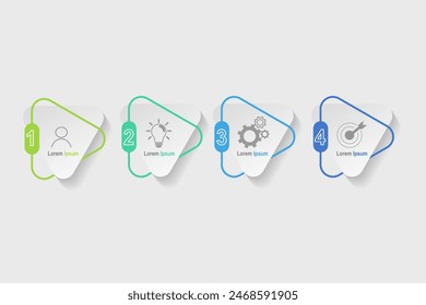 infographic elements template, business concept with 4 steps, multi color triangle shapes design for workflow layout, diagram, annual report, web design.Creative banner, label vector