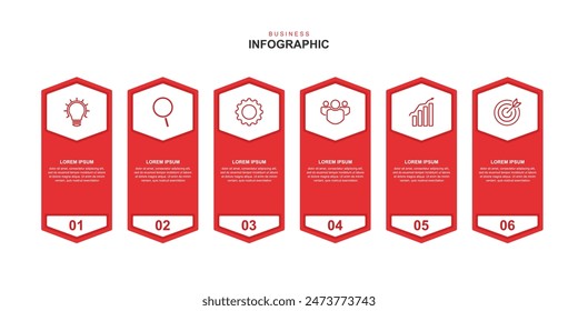 infographic elements template, business concept with 6 steps, workflow layout,  icons, diagram, report, web design. Creative, vector, illustration.