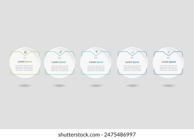 infographic elements template, business concept with 5 steps, multi color circle  shapes design for workflow layout, diagram, annual report, web design.Creative banner, label vector
