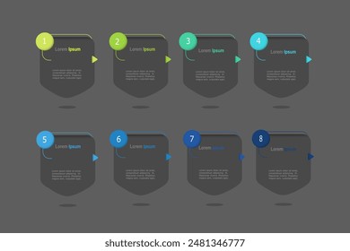 infographic elements template, business concept with 8 steps,   grey pentagon  shapes design for workflow layout, diagram, annual report, web design.Creative banner, label vector