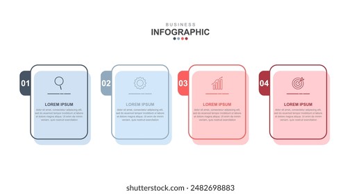 infographic elements template, business concept with 4 steps, workflow layout, icons, diagram, report, web design. Creative, vector, illustration.
