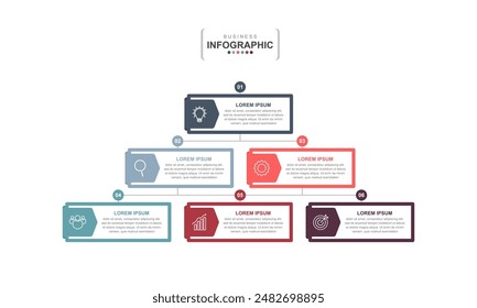 infographic elements template, business concept with 6 steps, workflow layout, icons, diagram, report, web design. Creative, vector, illustration.