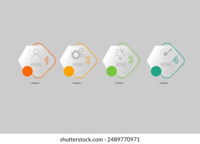 infographic elements template, business concept with 4 steps,   grey hexagonal shapes design for workflow layout, diagram, annual report, web design.Creative banner, label vector