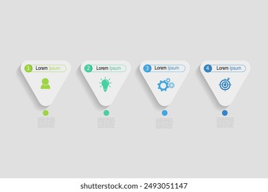 infographic elements template, business concept with 4 steps, white triangle shapes design for workflow layout, diagram, annual report, web design.Creative banner, label vector