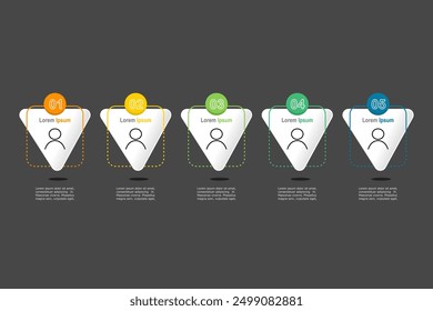 infographic elements template, business concept with 5 steps, white triangle shapes design for workflow layout, diagram, annual report, web design.Creative banner, label vector