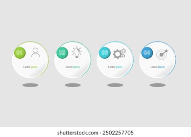 infographic elements template, business concept with 4 steps, white circle shapes design for workflow layout, diagram, annual report, web design.Creative banner, label vector