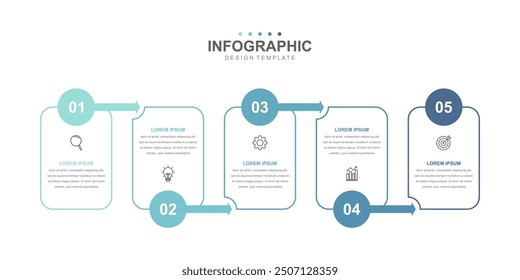 infographic elements template, business concept with 5 steps, workflow layout, icons, diagram, report, web design. Creative, vector, illustration.