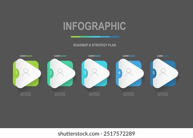 infografische Elemente Vorlage, Geschäftskonzept mit 5 Stufen, weißes Dreieck Formen Design für Workflow-Layout, Diagramm, Jahresbericht, Web-Design.Kreative Banner, Label Vektor