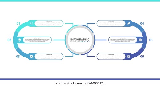 Infographic elements template, Business concept Timeline 6 steps, workflow layout, icons, diagram, report, web design. Creative, marketing data, presentation Economic Diagram illustration