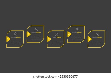 infographic elements template, business concept with 5 steps, grey rectangle frame design for workflow layout, diagram, annual report, web design.Creative banner, label vector