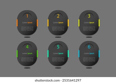 infographic elements template, business concept with 6 steps, color rectangle  design for workflow layout, diagram, annual report, web design.Creative banner, label vector